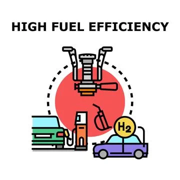 High fuel efficiency technologies comparing traditional and hydrogen fuel Stock Illustration