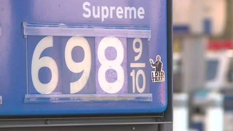 HIGH GAS PRICES CALIFORNIA NEAR 7 DOLLARS WITH " I DID THAT " DECAL HD Stock Footage