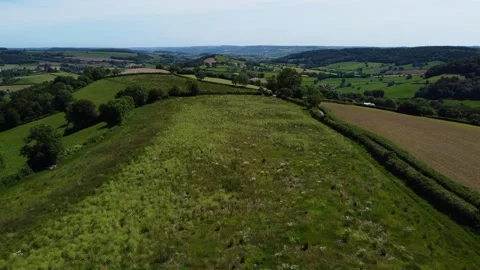 High Grassy Ridge Above Patchwork Countryside. UK 動画素材 338163801