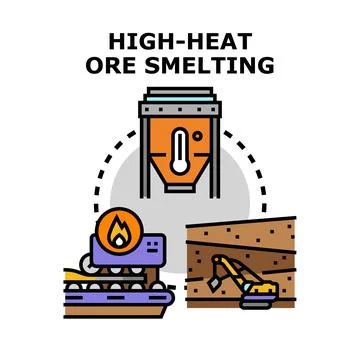 High heat ore smelting mining process vector Stock Illustration
