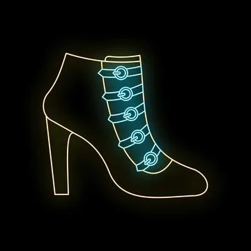 High heel boot neon glowing line art illustration Stockillustratie