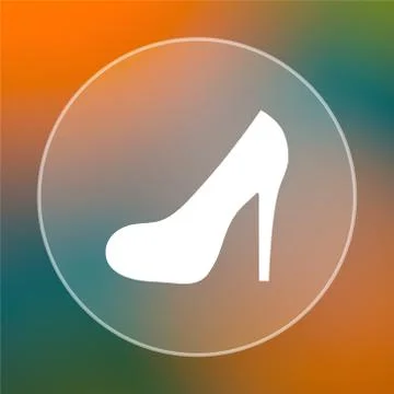 High heel icon. Internet button on colored  background.. Stock Illustration
