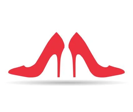 High heel pair shadow icon, shoe fashion style sign, elegant woman symbol vec Stock Illustration