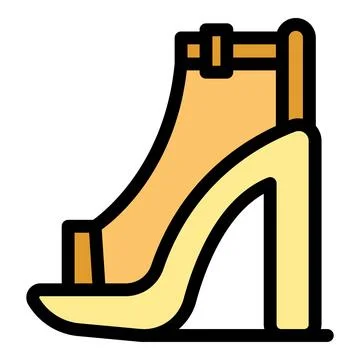 High heel platform sandal with ankle strap icon vector outline Stock Illustration