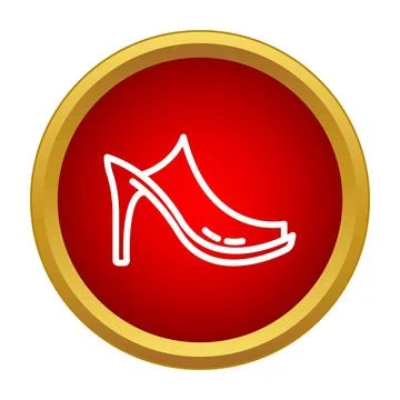 High heel shoe icon on red circle Stock Illustration