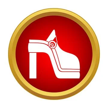 High heel shoe icon in red circle Stock Illustration