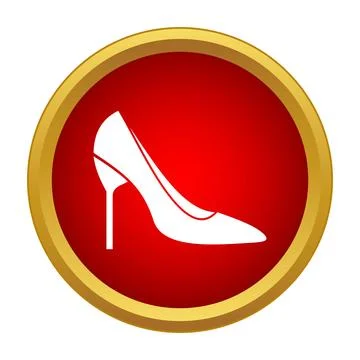 High heel shoe icon on red circle Stock Illustration