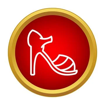 High heel shoe icon on red button Stock Illustration