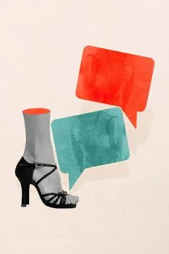 High heel shoe with speech bubbles in a minimal style Stock Photos