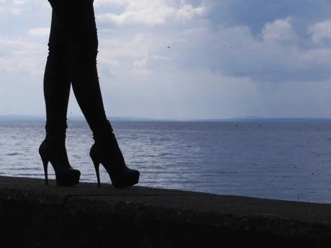 High heels black Stock Photos