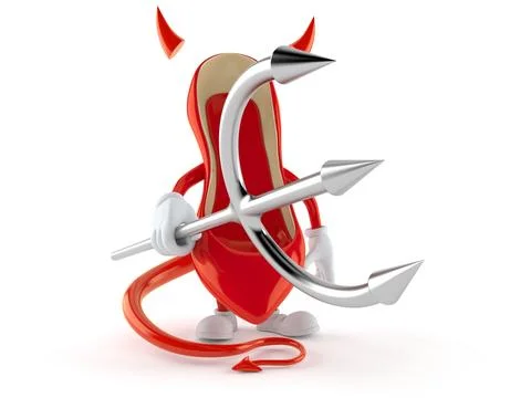 High heels character with devil horns and pitchfork Stock Illustration