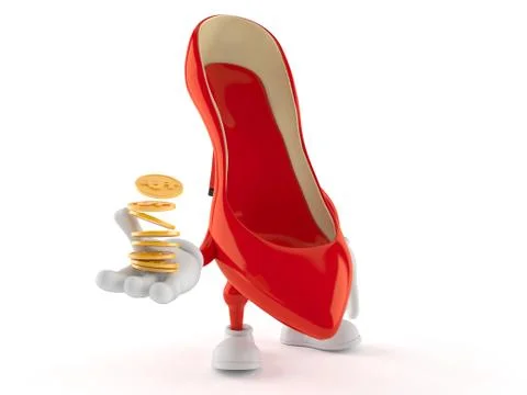 High heels character with stack of coins Stock Illustration