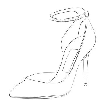 High heels Outline style vector design element , illustration Stock Illustration