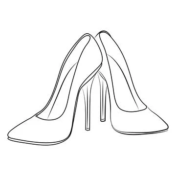 High heels Outline stype vector design element , illustration Stock Illustration