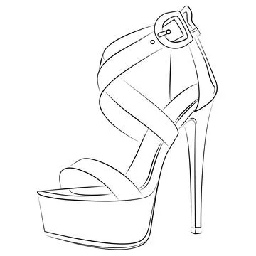High heels Outline stype vector design element , illustration Stock Illustration