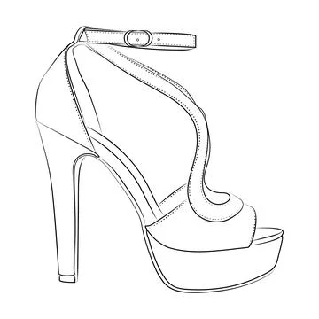High heels Outline stype vector design element , illustration Stock Illustration