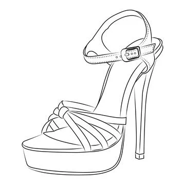 High heels Outline stype vector design element , illustration Stock Illustration