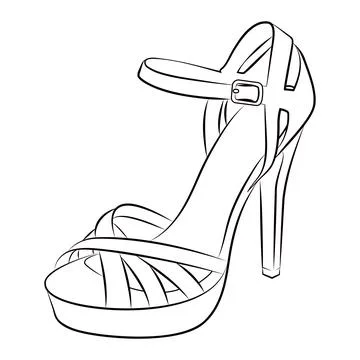 High heels Outline stype vector design element , illustration Stock Illustration
