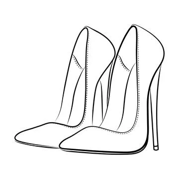 High heels Outline stype vector design element , illustration Stock Illustration