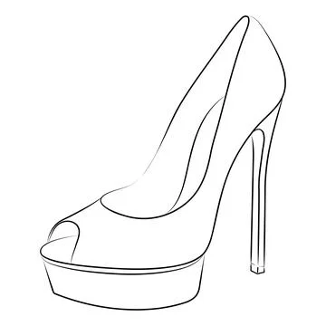 High heels Outline stype vector design element , illustration Stock Illustration