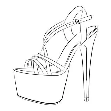 High heels Outline stype vector design element , illustration Stock Illustration