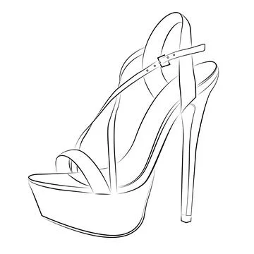 High heels Outline stype vector design element , illustration Stock Illustration