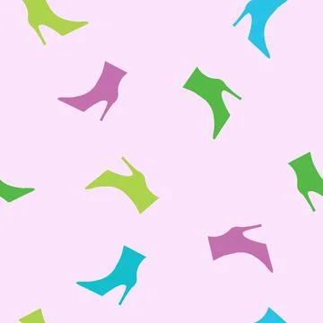 High heels shoes seamless pattern, pink background Stock Illustration