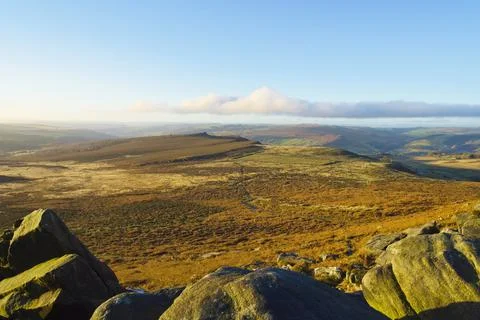 From high on Higger Tor looking across Hathersage Moor Stock Photos