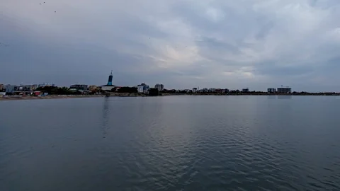High Horizon Sunset Timelapse over Water Motion Background Video stock 117159105