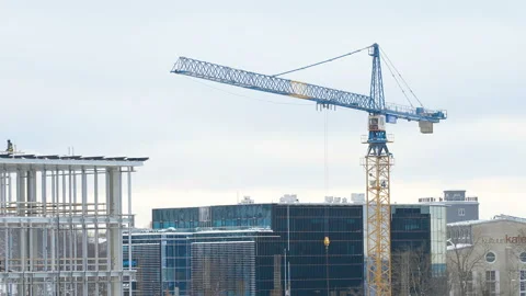 High huge crane moving inside the construction site in Tallinn Estonia Stock Footage 149101588
