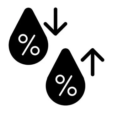 High humidity vector icon. Black and white Humidity increases and decreases イラスト素材