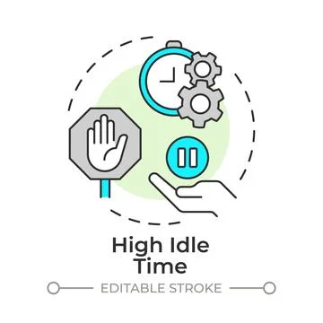 High idle time flat linear concept icon Stock Illustration