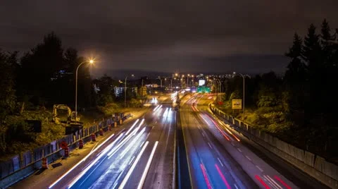 High Impact Busy Traffic of Highway #1 Vancouver Stock Footage