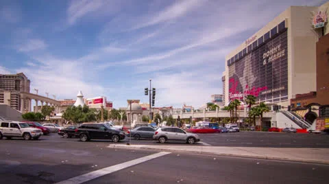 High Impact Busy Traffic on The Strip in Las Vegas Stock Footage 24974310