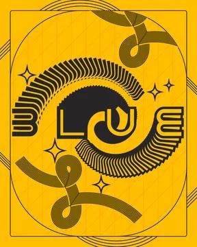 High Impact Creative Typography Poster Yellow Black Optical Motion Design Stock Illustration