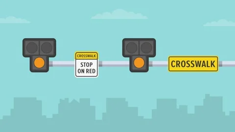 High intensity activated crosswalk (hawk) signal guide. Horizontal animation Stock Footage 331554048