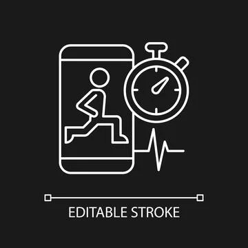 High intensity and intervals workout white linear icon for dark theme. 스톡 일러스트