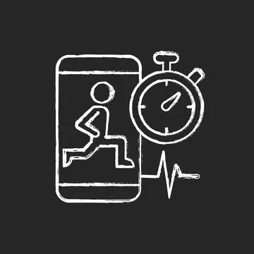 High intensity and intervals workout chalk white icon on dark background. Stock Illustration