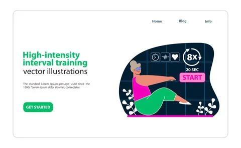 High-intensity interval training in VR. Engage in pulse-racing workouts with Stock Illustration