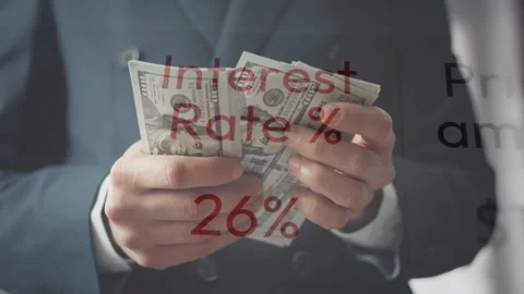 High Interest Rate Concept with Man Counting Money 動画素材 337048228
