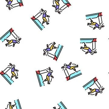 High jump handicapped athlete vector seamless pattern 스톡 일러스트