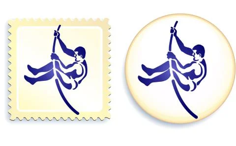 High Jump Stamp and Button Stock Illustration