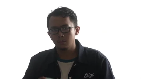 High key video of young man with glasses wearing a medical mask Video stock 162940533