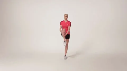 High Knee Pulls Dynamic Stretching Exercise Stock Footage 147402553
