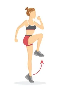 High Knees Exercise Tabata Vector Illustration Stock Illustration
