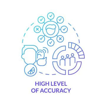 High level of accuracy blue gradient concept icon Stock Illustration