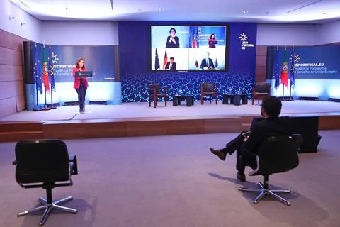 High-level Conference on the Future of Work, Lisbon, Portugal - 09 Mar 2021 Stock Photos