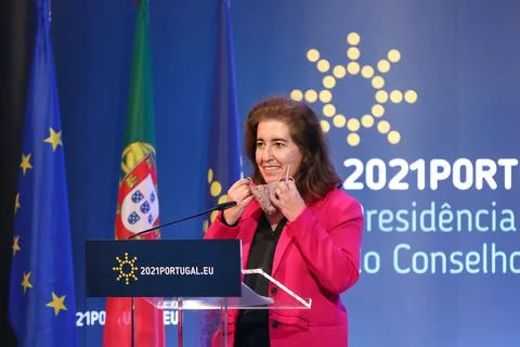 High-level Conference on the Future of Work, Lisbon, Portugal - 09 Mar 2021 Stock Photos