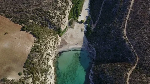 High Level Flight Over Mediterranean Sea With Drone, Sardinia, Deep Bay Amazing Stock Footage 88035170