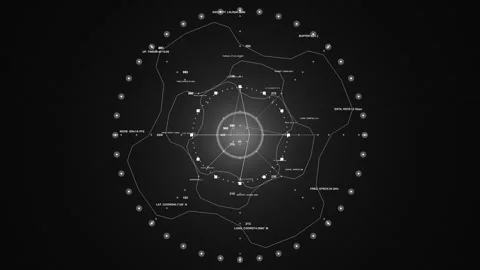 High-Level Hacking and AI Processing Tactical HUD Stock Footage 333005324